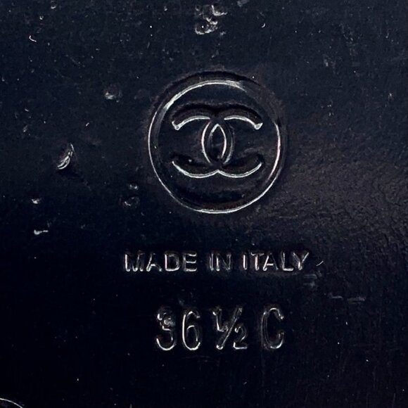 Chanel Black Leather Double Strap Sandals Made In Italy Size 36.5 - Picture 3 of 9